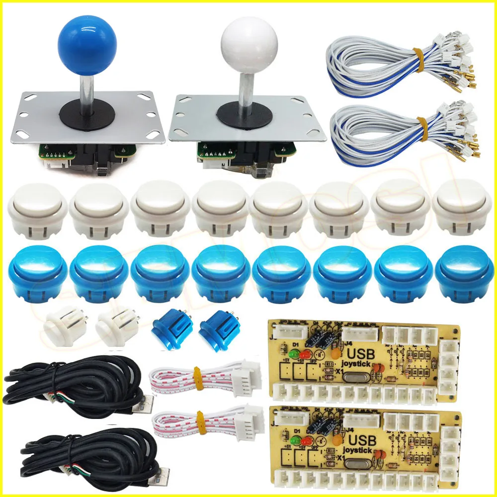

2 Player Arcade Button Joystick DIY Controller Kit for Windows and Raspberry Pi, 5 Pin 8 Way Joysticks and Push Button