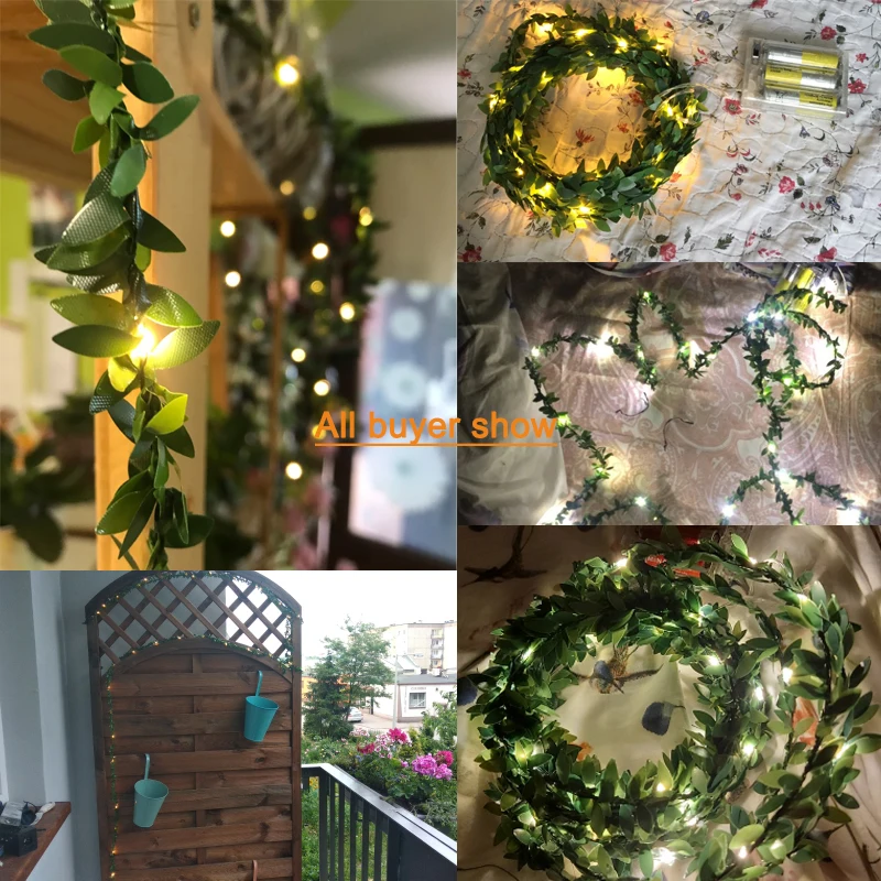 

IP65 Ivy Leaf Outdoor Garland Fairy Light 10M 5M 3M 2M Copper Flexible String Led Lamp Warm White Yard Fence Decoration Lighting