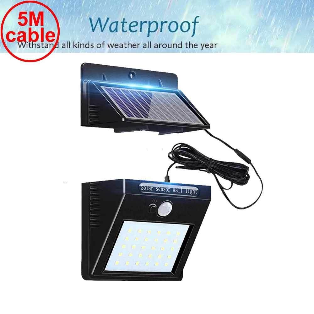 

30 leds solar powered light split mount pIR motion sensor led lamp waterproof for indoor outdoor garden patio step stair garage