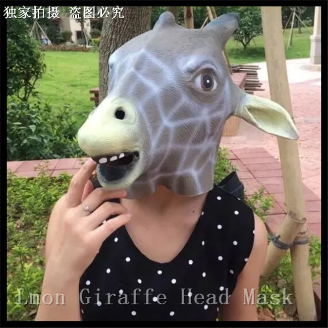 

Free Size Halloween Mascaras Animal Cosplay Horse Mask Realistic Glass Eye Costume Giraffe Mask For Carnival mask Free shipping