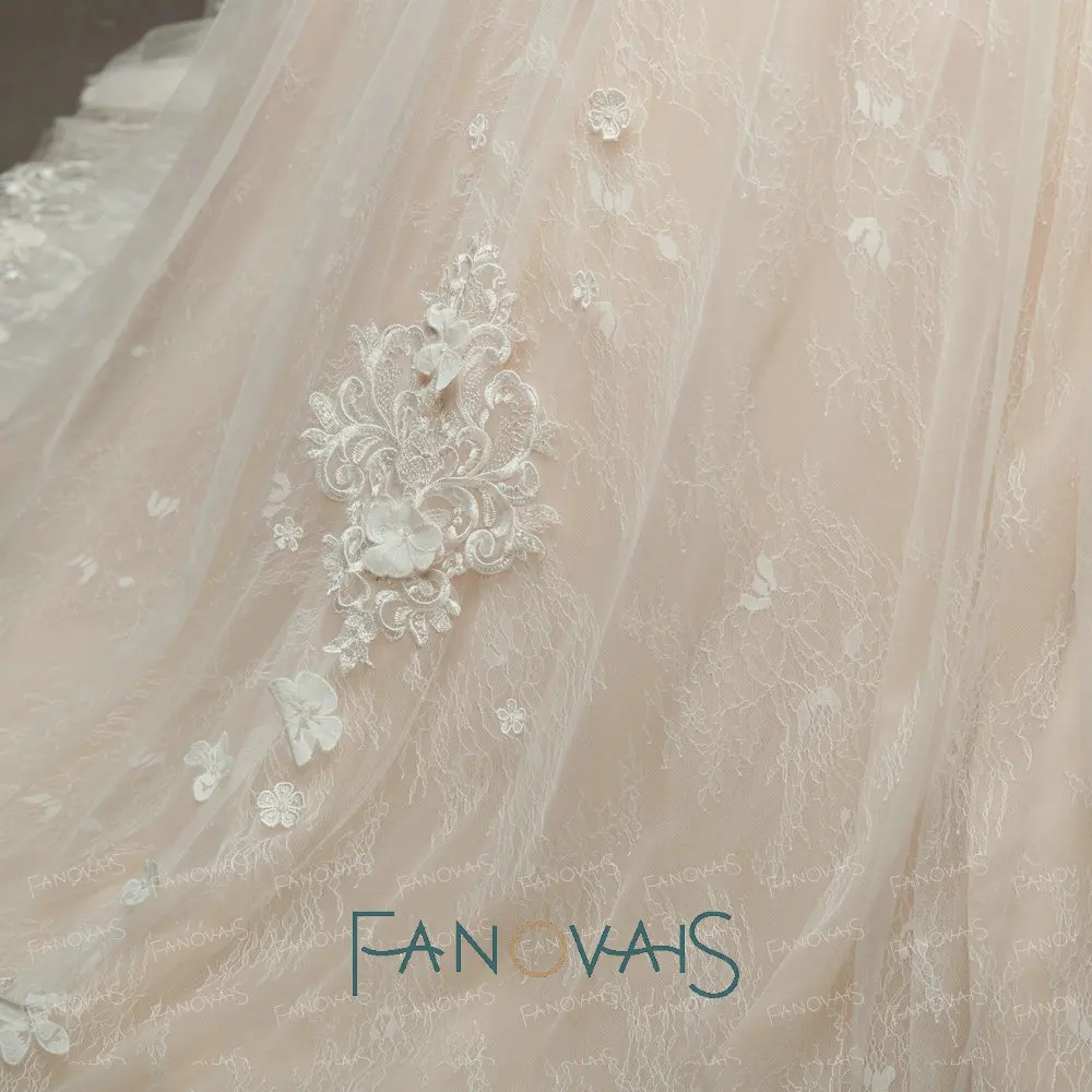 Винтаж бежевый свадебный наряд Одежда с длинным рукавом Кружевное Свадебное платье 2019 Vestido De Novia Длинный Шлейф Королевское свадебное платье