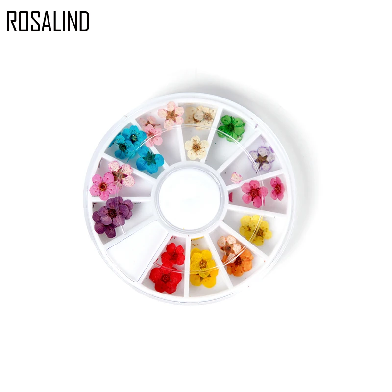 ROSALIND 12Colors Nail Dried Flowers Art Decoration DIY Tips with Case Small Nails Rhinestones For Manicure Tools | Красота и