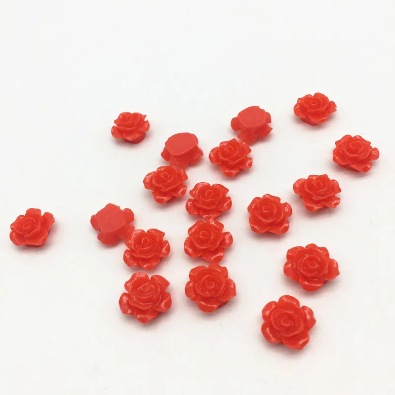 50 шт., 12 мм, красные/белые/черные розы, цветы с плоским основанием, полимерные цветы, кабошоны, украшение для скрапбукинга, изготовление открыток - Цвет: red