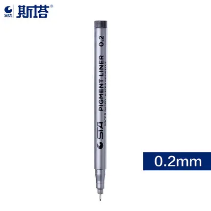 1 шт пигмент лайнер Pigma Micron чернила маркер для белой доски 0,05 0,1 0,2 0,3 0,4 0,5 0,6 0,8 различных наконечников, черная ручка эскизов ручки - Цвет: 0.2mm