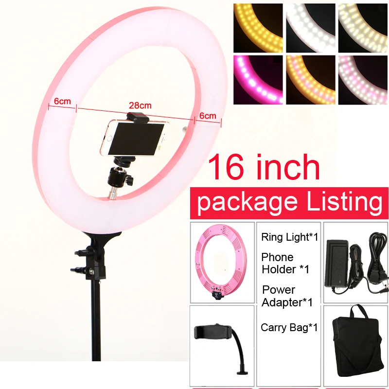 

Photo Studio Ring Light 16" Photographic Lighting 448 pcs LED 3200-5600K LED Round Light for Phone Camera Photo Video