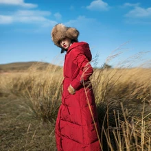 MM217 Новое поступление Повседневная Свободная теплая куртка на белом утином пуху женское длинное плотное зимнее пальто с капюшоном