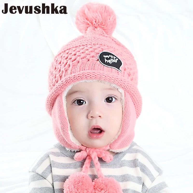 

Winter Baby Hat Newborn Photography Props Knit Beanie Pompom Hats Bomber Earmuff Baby Girl and Boy Caps HT037