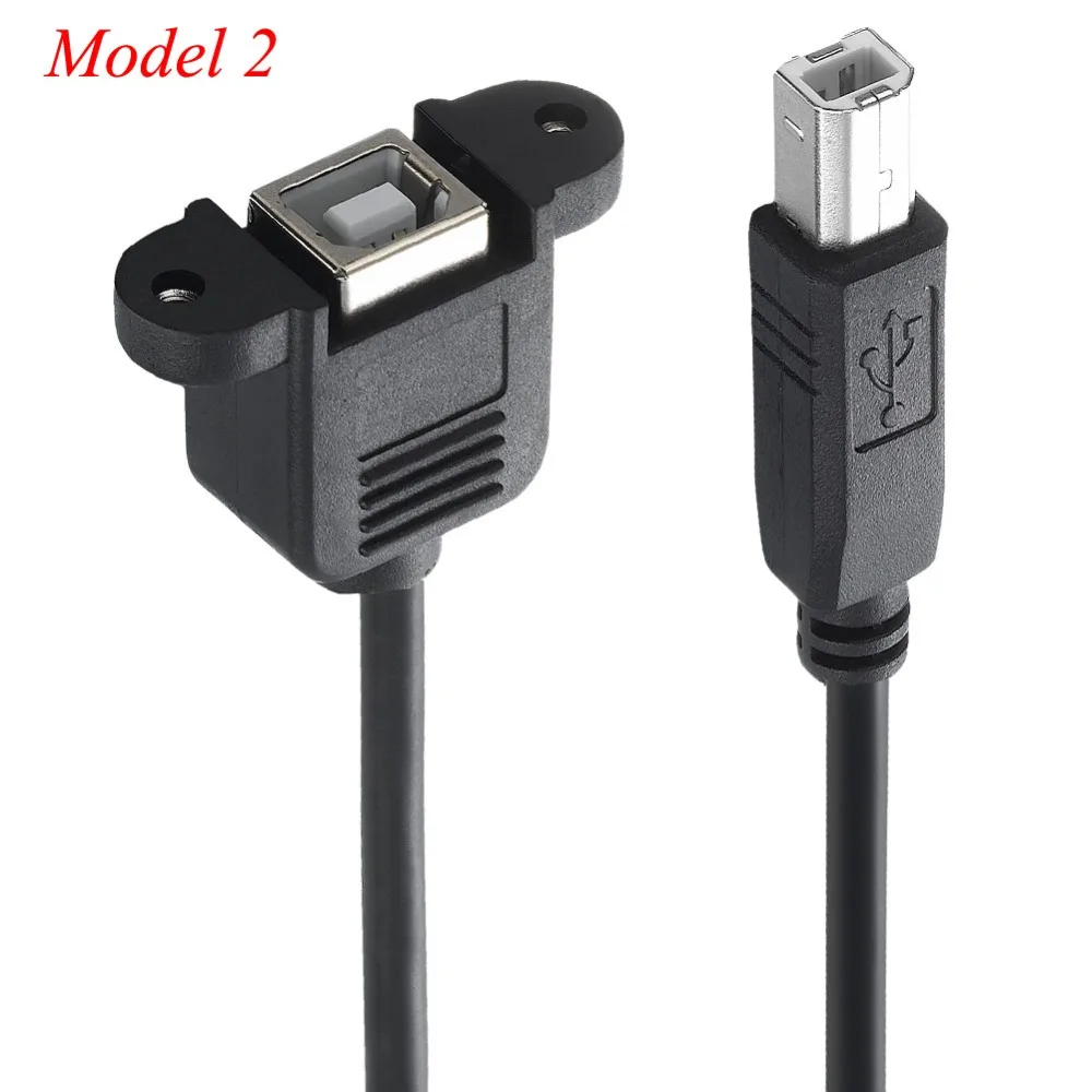 USB 2.0 Type B Male to Type B Female Printer Extension Cable With Panel Mount Screw Hole 30cm 50cm 100cm 150cm