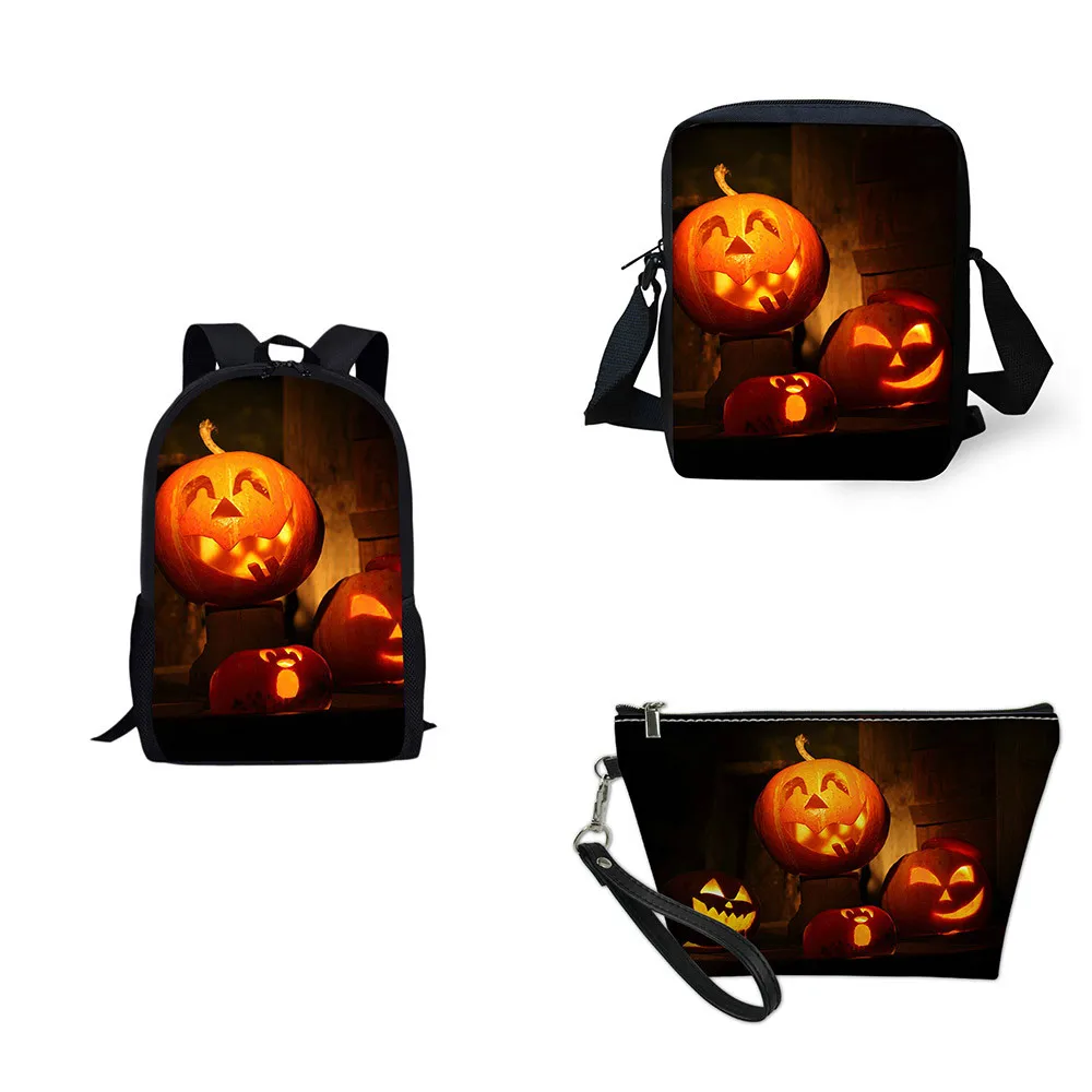 

ThiKin 3D Cartoon Halloween Printed Gifts Backpack Children School Bags Teenager Schoolbag Cute Shoulder Large Book Bag Mochila