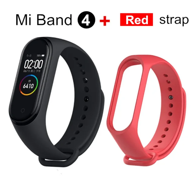 Xiaomi Mi Band 4 смарт-Браслет фитнес-браслет AMOLED цветной сенсорный экран Смарт-браслет пульсометр Bluetooth 5,0 - Цвет: add red strap