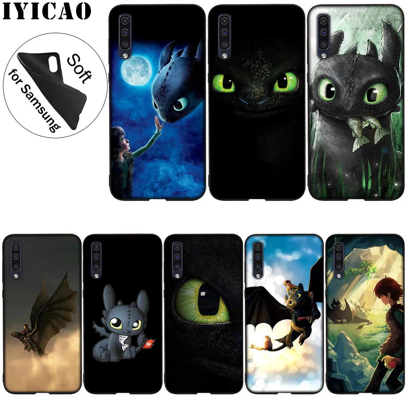 

IYICAO toothless How To Train Your Dragon Soft Silicone Case for Samsung Galaxy A70 A50 A40 A30 A10 M10 M20 M30 Black Cover