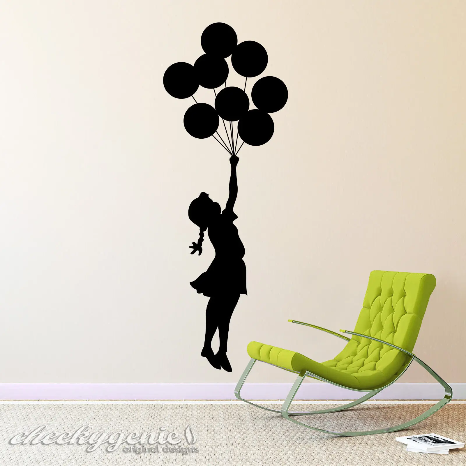D294 Banksy Street Art FLOATING BALLOON GIRL. Vinyl Wall Art Sticker ...