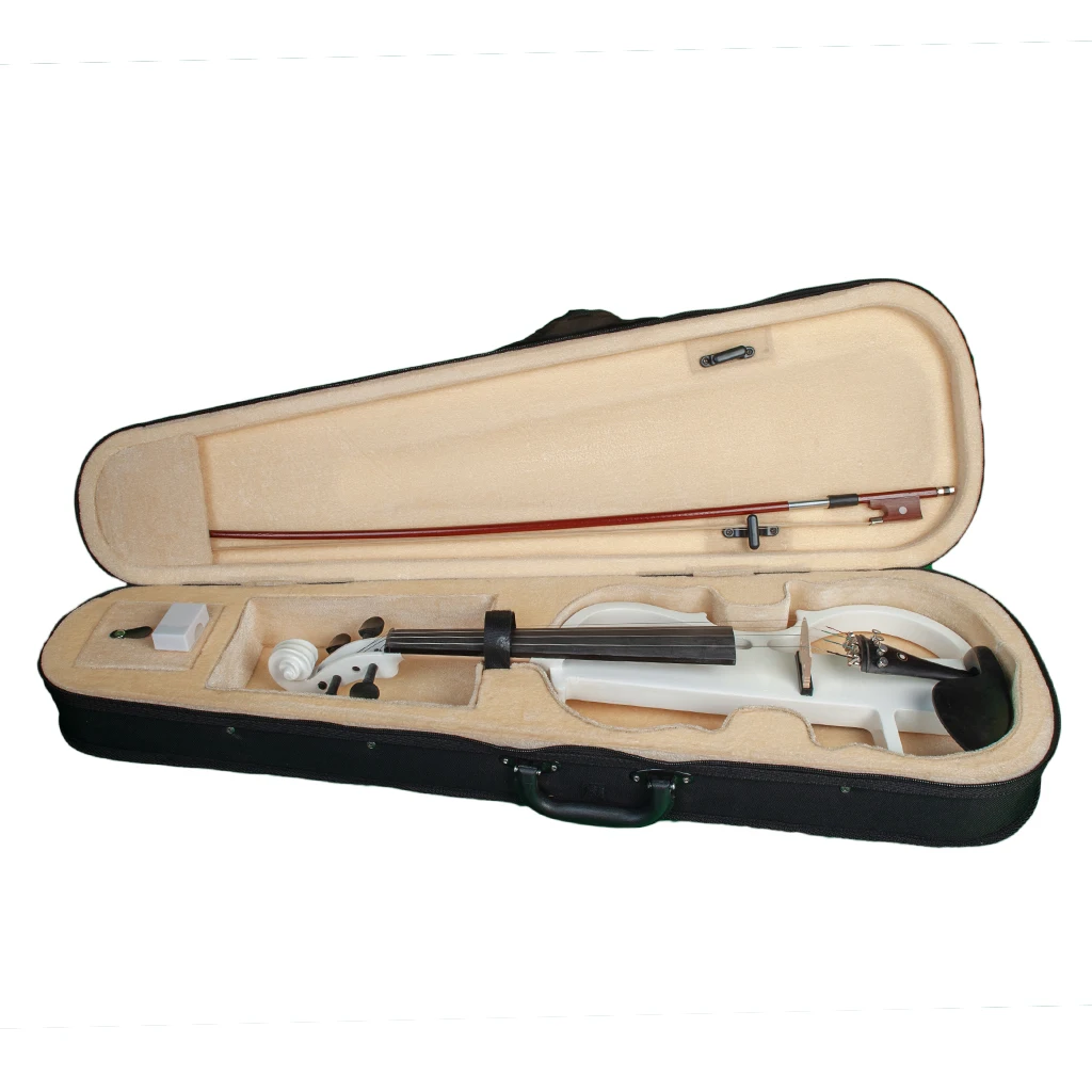4/4 Electric Silent Violin with Bow Headphone Rosin with Carry Case Stage Bag Headphone Connection Performance Accs for Beginner