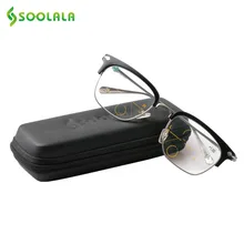 SOOLALA многофокальное стекло для чтения es сплав бифокальные прогрессивные стекла для чтения es полуобода Мужская дальнозоркость многофокальное стекло