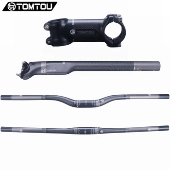 

TOMTOU Matte Black 3K Carbon Fiber Mountain Bicycle Handlebar Set Bike Parts Handlebar + Stem + Seatpost Breaking Wind - TX9T25