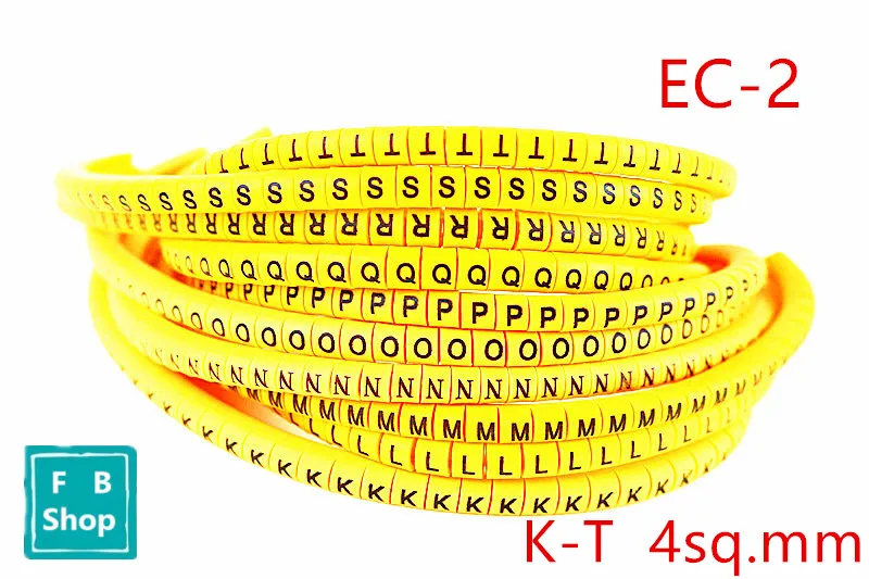 500 шт. EC-2 4sq. мм K-T KLMNOPQRST английская буква Гибкая печатная рукав трубки этикетка Сетевой провод обвязка-маркер
