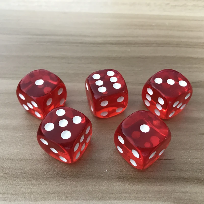 Yernea 6Pcs/Lot 19mm Red Transparent Dice Acrylic Rounded Corner Drinking Dice Nightclub Bars KTV Entertainment Dice Set