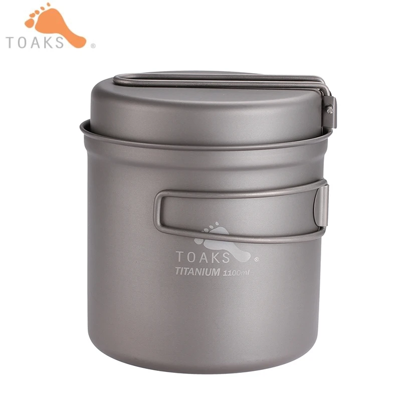 

TOAKS 1100ml Cookware Set Titanium Pot Frying Pan Outdoor Camping Travel Ultralight Titanium Bowl Titanium Cup Picnic CKW-1100
