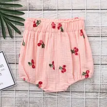 Kawaii штанишки для новорожденных шорты-штаны с карманами хлопок лен треугольник сплошной Фрукты Вишня печати шорты для девочек летние брюки малышей