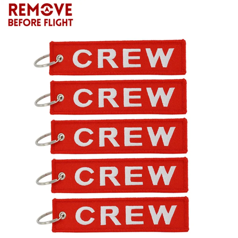 

5 PCS/LOT chaveiro Crew Key Ring Keychain Pop llaveros Sleutelhanger Safety Label Embroidery Key chain for Motorcycle key tag