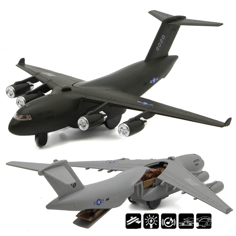 

Alloy Diecast C130 Transport Plane Hercules Simulation Pull Back Light&Sound Aircraft Model Gift for Children Collection Toys