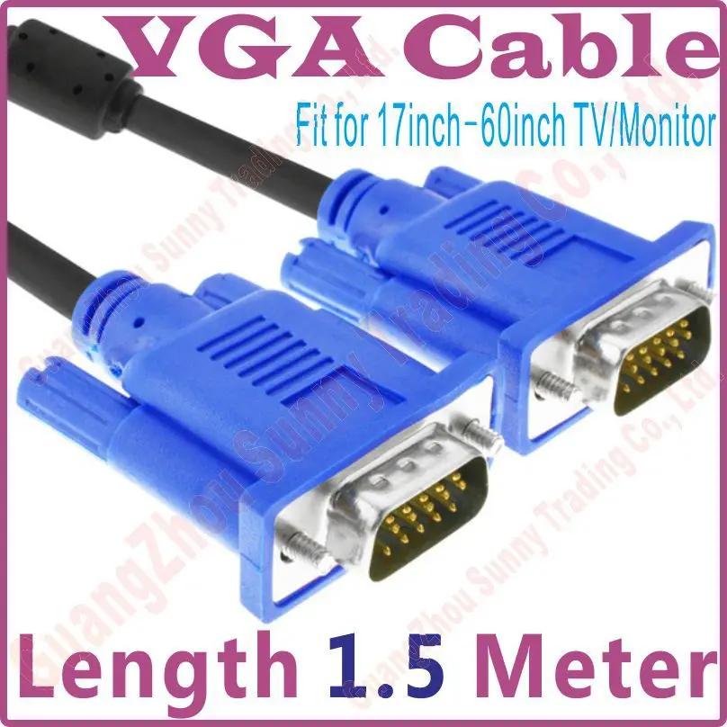 Hight Quality Blue VGA/SVGA HDB15 5FT 1.5M 1.5Meter 150CM VGA Cable Male to Male Extension