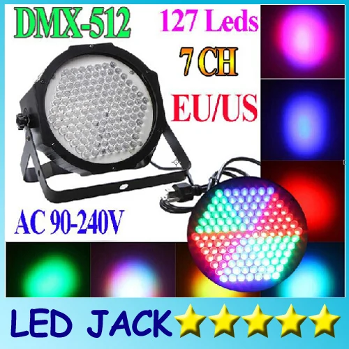 

HOT BIg stage light 127LED High Power RGB Par Light With DMX512 Master Slave Led Flat DJ Equipments Controller,Free shipping