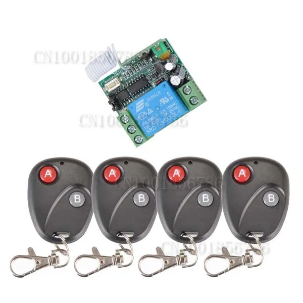 

Free shipping DC 12v 10A 1CH wireless RF Remote Control Switch System With 4pcs transmitter +Case For Entrance guard system