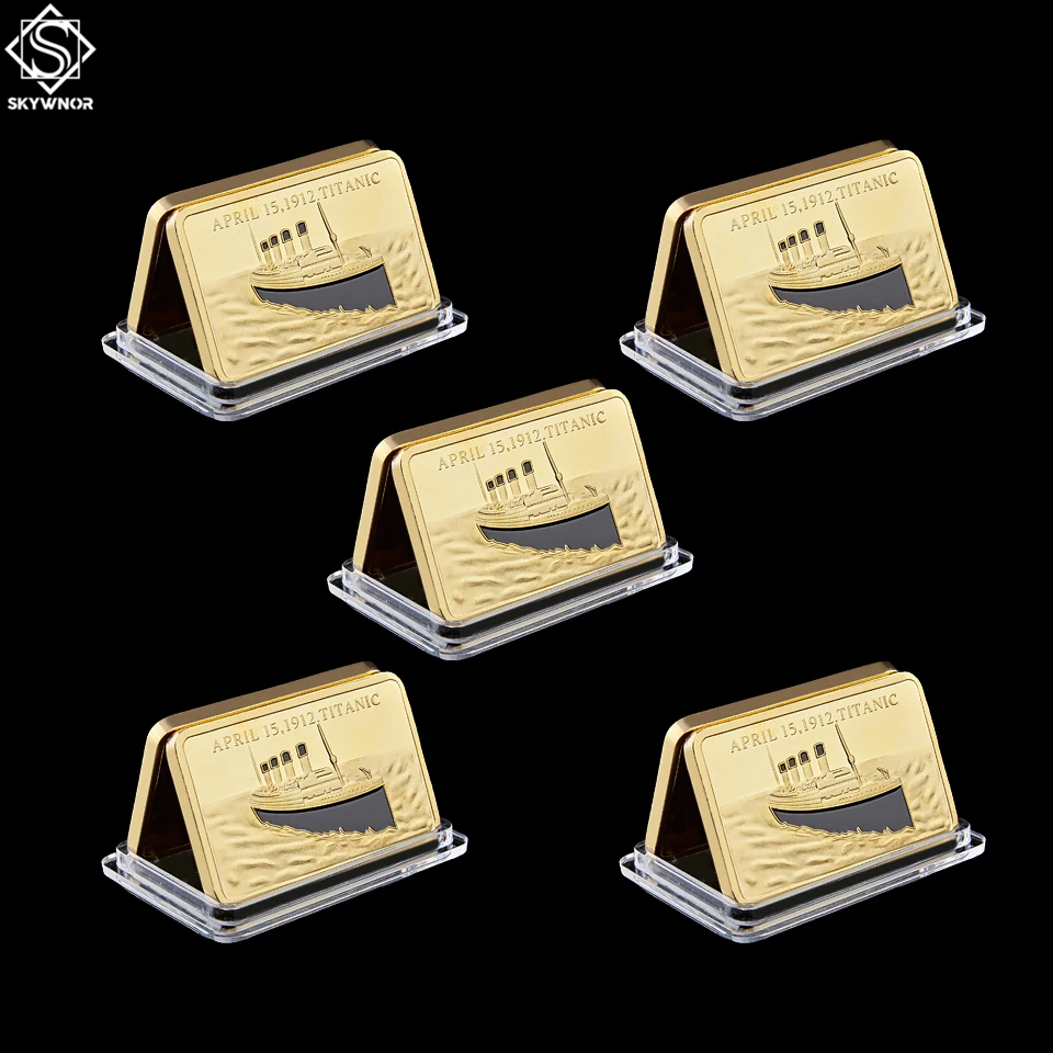 

5PCS 1912 RMS Titanic Ship Tragedy of The Titanic In Memory Of Rms Victims 1OZ Collectible Gold Bar/Coin