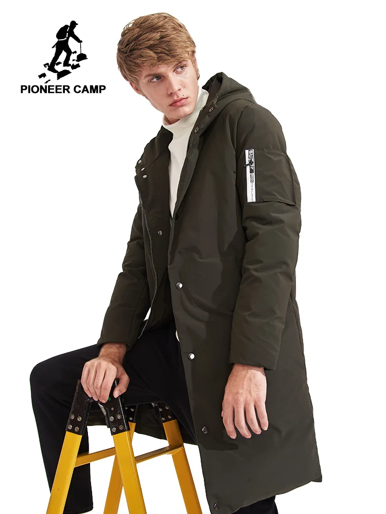 Мужская зимняя куртка Pioneer Camp длинная теплая высокого качества в Корейском