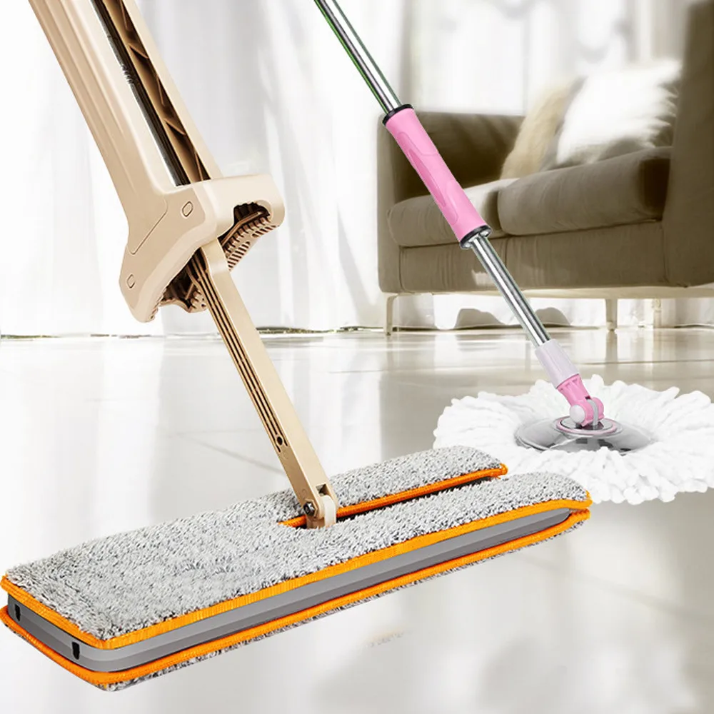 Kopen Mop Nuttig Double Side Platte Mop Handsfree Wasbaar Mop Thuis Schoonmaken Tool Lui mop voor wassen vloeren utensilio de cozinha * 85