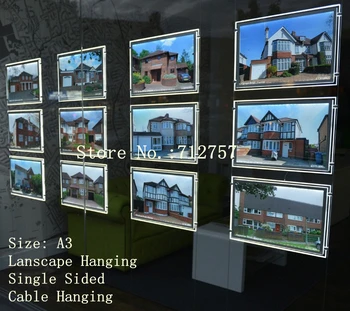 

12PCS Acrylic Magnetic Face Panel Real Estate Agent Window Display LED Illuminated Signage One Sides A3 Light boxes