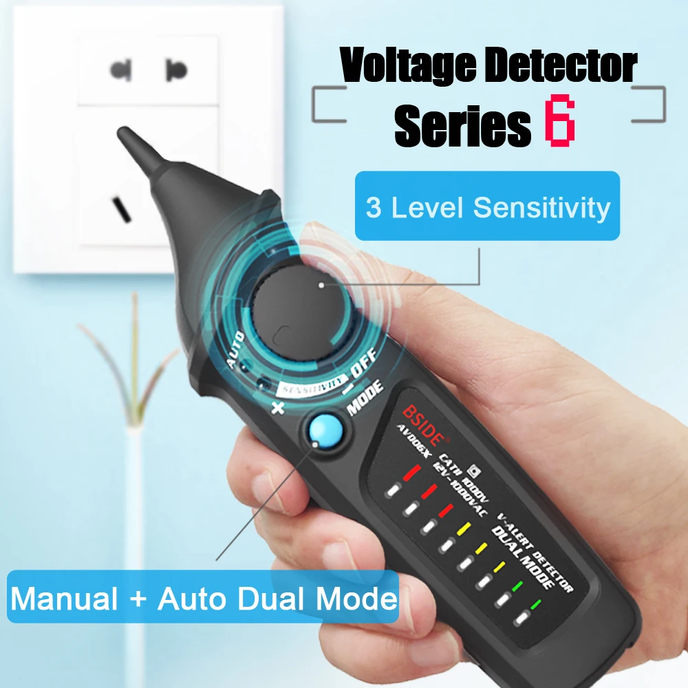 SODIAL R CA Probador Detector Electrico Alarma de Voltaje Sin-Contacto 90~1000V LCD