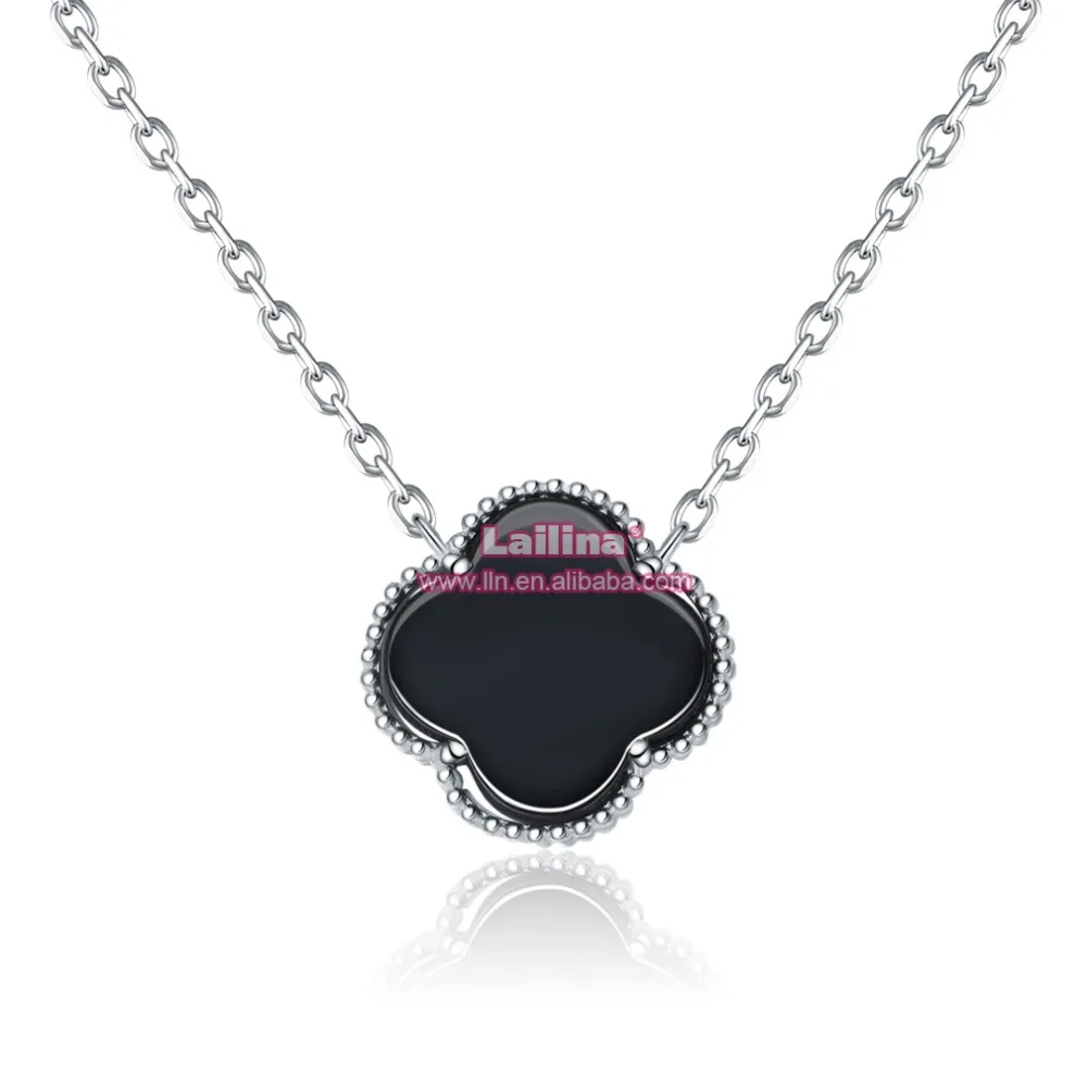 

Black Clover Shape Zircon 925 Sterling Silver Pendant for Ladies Jewelry