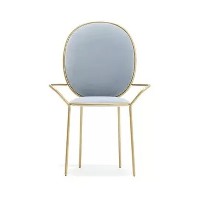 Louis Fashion Nordic Dressing Table Manicure Stool Milk Tea Leisure Modern Iron Art Dining Chair Backrest Flannelette - Цвет: G10