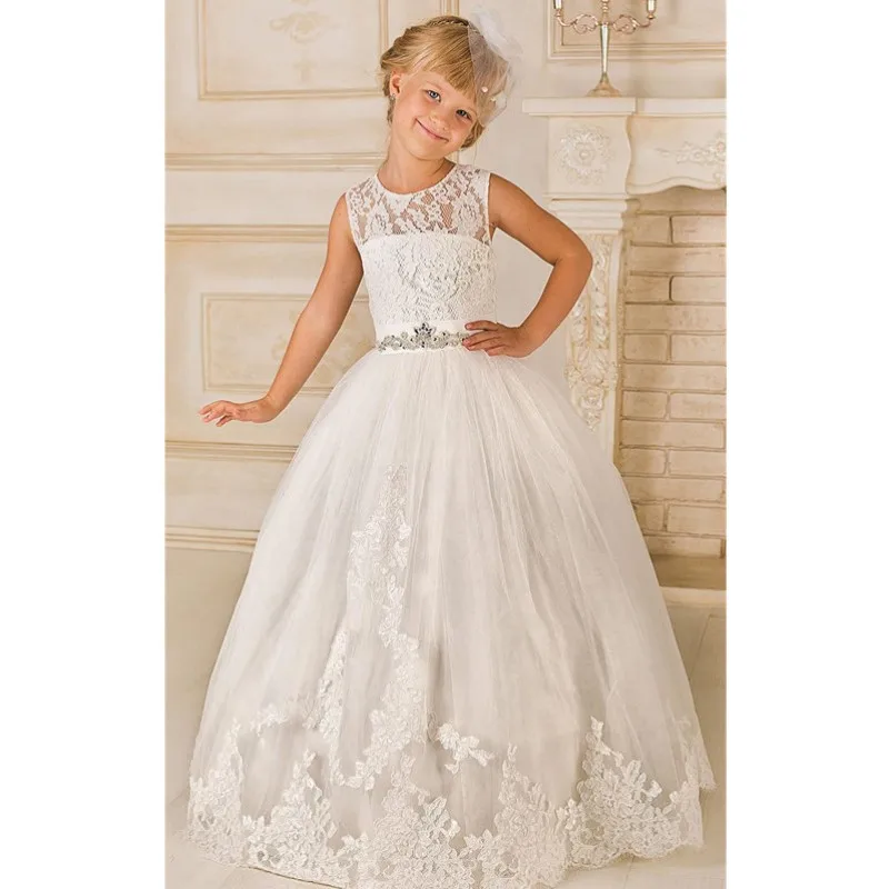 Holy Flower Girls Dresses Lace First Communion Dress A Line Scoop