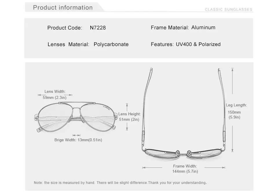 KINGSEVEN Aluminum Men's Sunglasses Polarized High Definition Driving Mirror N7228