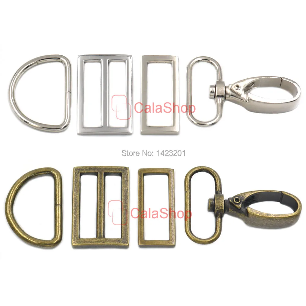 2 Sets / Lot Metal Swivel Clip Hook Buckles Rectangle Dee Ring Adjustor