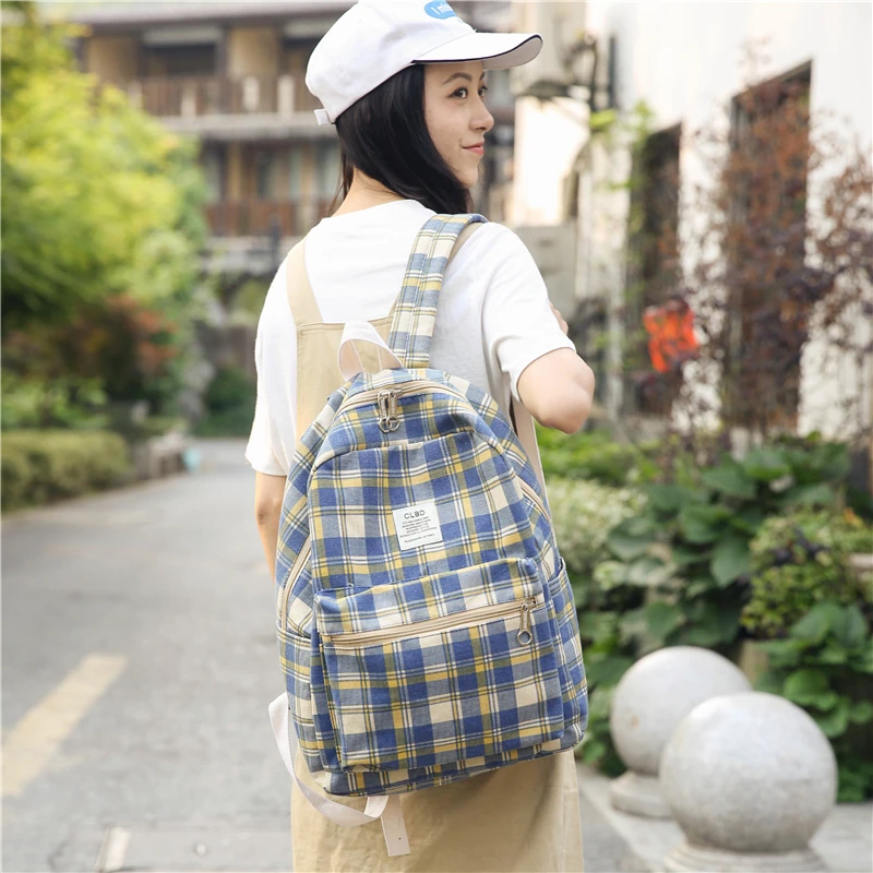 De moda a cuadros para Mujer, mochila de la escuela bolsas de lona de alta calidad Mochilas para chicas adolescentes de gran capacidad Mochilas Hombres Mujer De moda a cuadros para Mujer, mochila de la escuela bolsas de lona de alta calidad Mochilas para chicas adolescentes de gran capacidad Mochilas Hombres Mujer