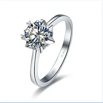 

1Carat Genuine White Gold Snow Flake Style Solitaire Indigenous Simulate Diamond Wedding Ring Free Maintenance Service All Life