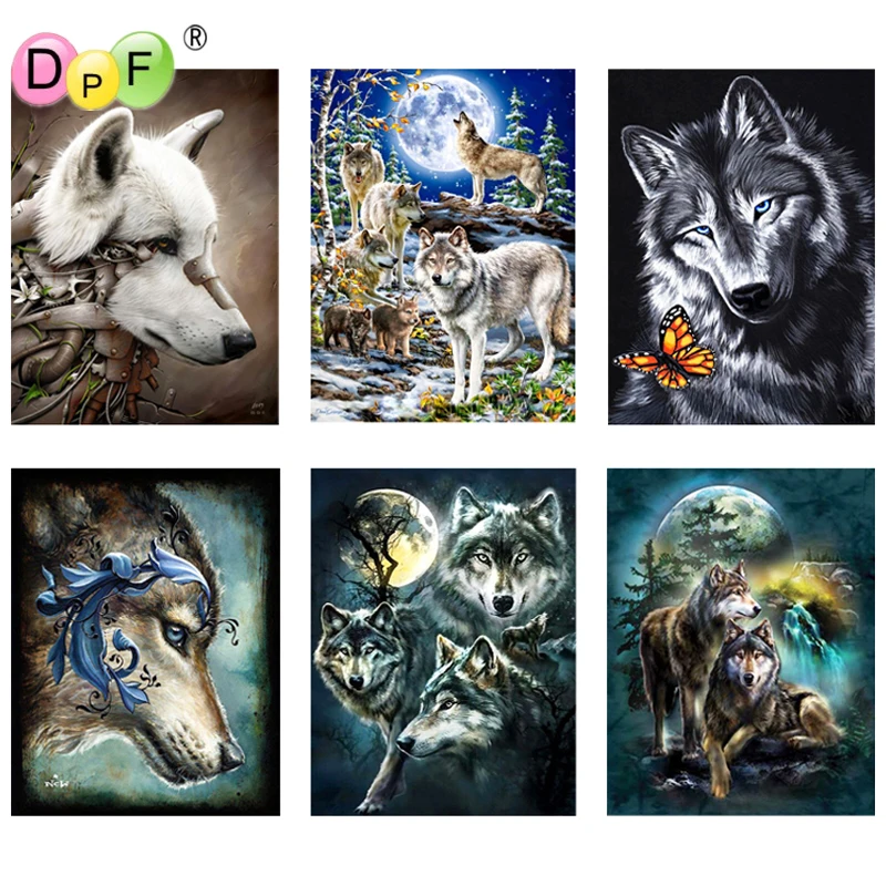 

DPF Diamond Painting Wolf Series Magic Cube Cross Stitch Art Crafts DIY 5D Full Round Diamond Embroidery Mosaic Home Decor Gift