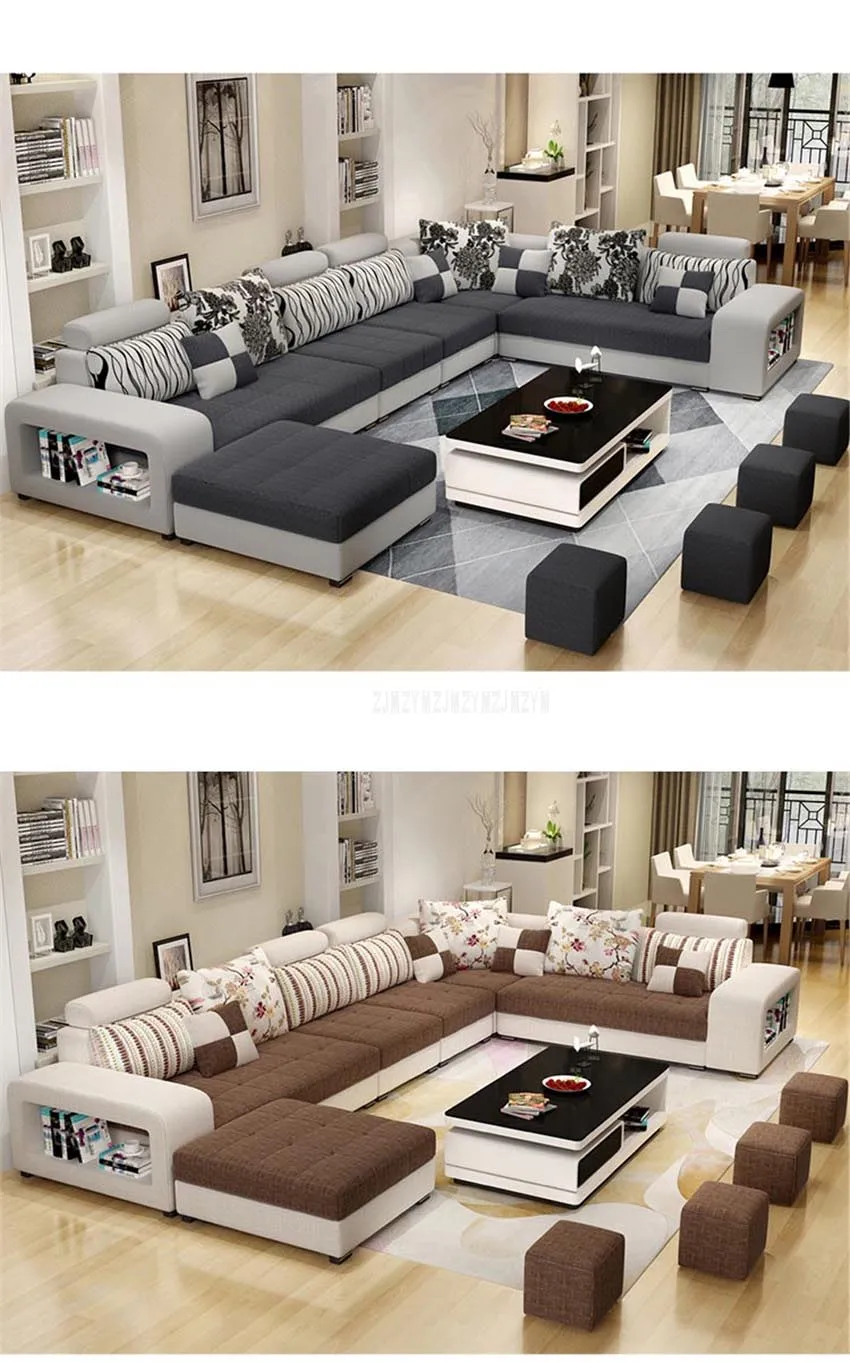 Высококачественный диван для гостиной, мебель для дома, современный дизайн, хлопковая рама, мягкая губка u-образной формы, мебель для дома
