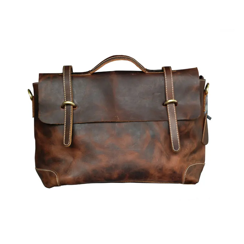 Retro Men Handbags Genuine Leather Shoulder Bag Diagonal 14&quot Laptop Business Briefcase Crossbody Messenger Bags Vintage |
