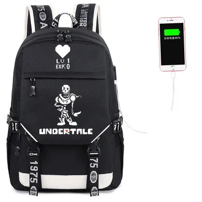 Undertale Flowey Sans череп USB порт рюкзак для мальчиков и девочек Мужская и женская сумка дорожная школьная сумка Подростковая сумка для ноутбука Mochila - Цвет: Style 15