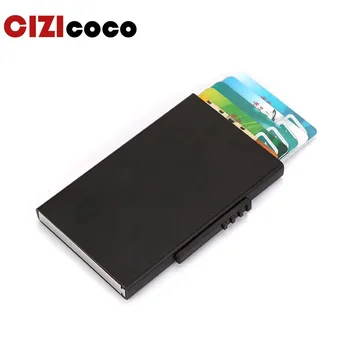 

Metal Men Card holder Pocket ID Card Holder Rfid Blocking Mini Slim Aluminium Wallet Automatic Pop up Credit Card Case Protector