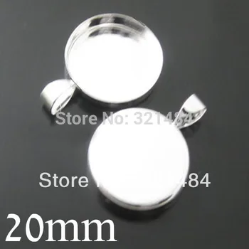 

bulk 200pc silver plated bezel pendant blank pendant tray 20mm cameo base cabochon setting jewelry making supplies