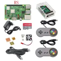 Raspberry Pi 3B+ Plus Board+Acrylic Case+CPU Fan+16G 32G SD Card+5V 3A Power Adapter+Gamepad+HDMI Cable+Heatsink for RPI 3B+ 
