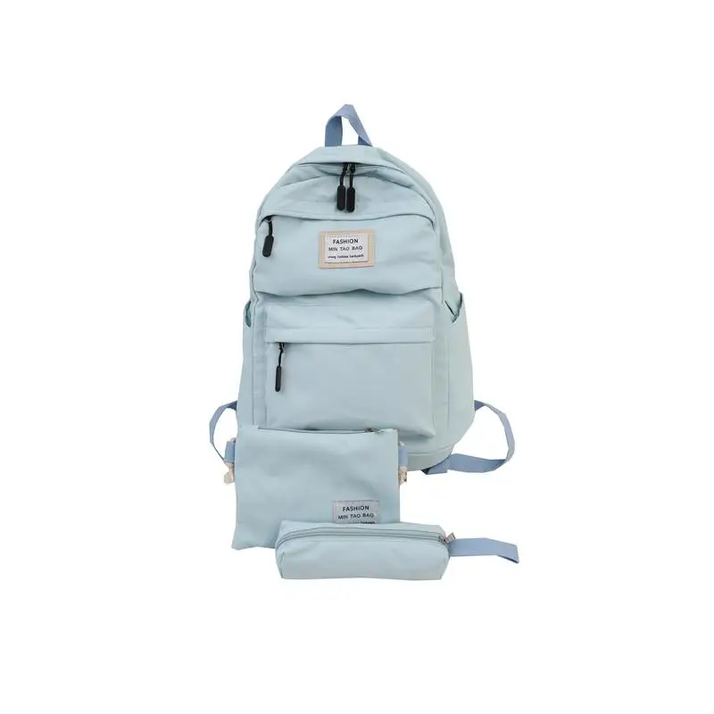 Green 3set Нейлоновый женский рюкзак, Одноцветный рюкзак Mochilas, женская сумка на плечо для девочки-подростка, школьная сумка, рюкзак - Цвет: Green 3set