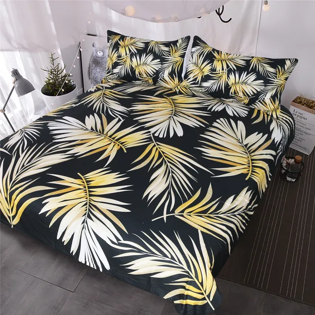 Blessliving Palm Tree Bedding Modern Black White Gold Duvet Cover 3