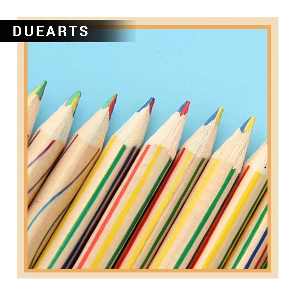 

Colouring pencils 50 creative beautiful painted four-color core triangle core children color pencil Promotion